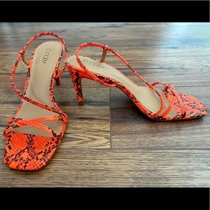 Neon Snakeprint Heeled Sandals